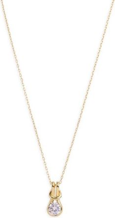 Argento Vivo Love Knot Cubic Zirconia Pendant Necklace in Gold at Nordstrom
