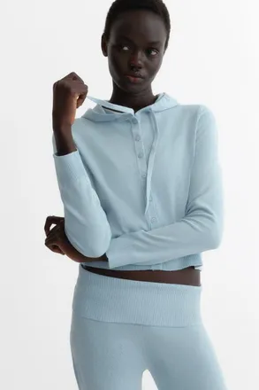H&M Hooded Cardigan in Light Blue at Nordstrom, Size Xx-Large