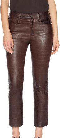 Frame Denim Leather Le Crop Mini Boot In Americano