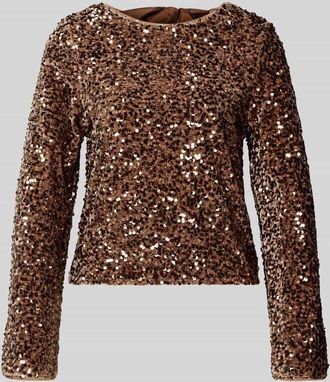 Only Regular Fit Langarmshirt mit Pailletten Modell CONFIDENCE in Hellbraun, Gr&ouml;&szlig;e XL