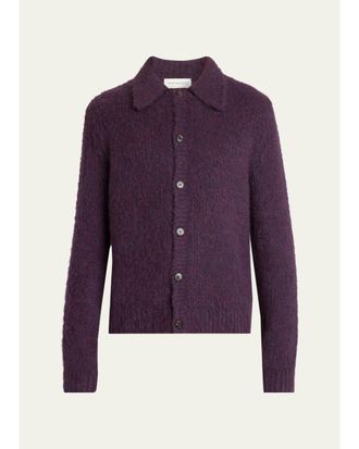 Dries Van Noten Mens Melange Wool Blend Cardigan