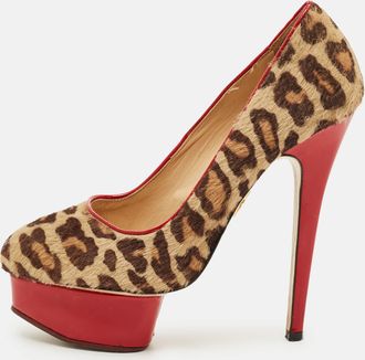 Charlotte Olympia Beige/brown Calf Hair Polly Platform Pumps