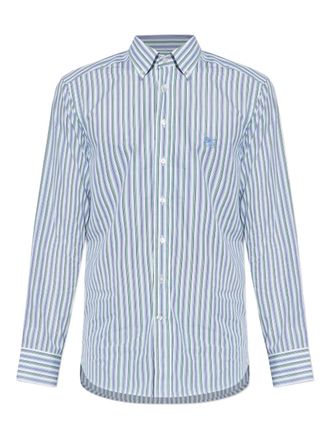 Etro embroidered striped shirt - men - Cotton - 39 - Blue