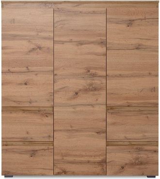 Calicosy Calicosy - Aparador Alto 3 Puertas, 4 Cajones Y 5 Baldas Acabado Roble - 116 Cm