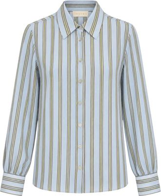 iBlues Zijden Blouse - Dames - Overhemden - Blauw - S - Overhemden