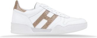 Hogan Sneakers, female, White, 1 1/2 UK, Leather Lace-Up Trainers for Women