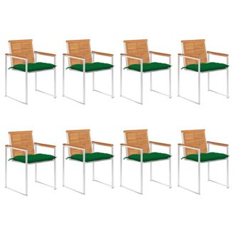 vidaXL Furniture Limited - Sillas De Jard&iacute;n Y Cojines 8 Unidades Madera