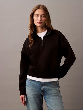Calvin Klein Jeans Calvin Klein Womens Archive Logo Fleece Quarter Zip Sweatshirt - Black - XS