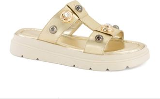 Andrea Womens Adorned With Decorative Studs Sandal In Gold