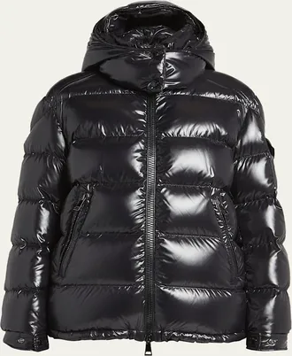 Moncler Maire Shiny Puffer Jacket with Removable Hood