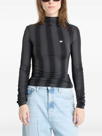 adidas striped longsleeve tee - women - Polyamide/Elastane - M - Black