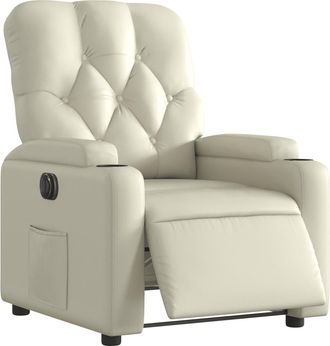 vidaXL Vidaxl - Sill&oacute;n Reclinable El&eacute;ctrico De Cuero Sint&eacute;tico Crema