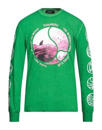 【送料&関税込】Dsquared2 Green Crew-neck T-shirt With Logo Cool Fit Dsquared2 Milano Sweatshirt