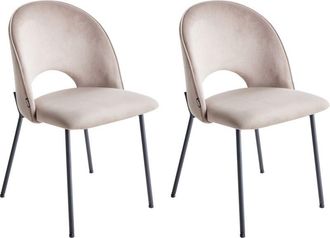 Beliani Conjunto De 2 Sillas De Comedor Patas Negras Retro Glamour De Terciopelo Gris Pardo Covelo