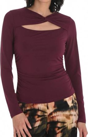 Frank Lyman Design Long Sleeve Chic Ruched Pullover In Deep Plum