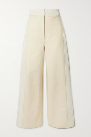 Khaite Pantaloni In Cotone A Gamba Dritta Con Inserti Leon - Bianco sporco