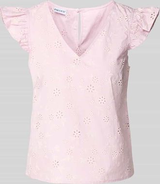 Pieces Regular Fit Blusentop aus reiner Baumwolle Modell BANNA in Hellrosa, Gr&ouml;&szlig;e XL