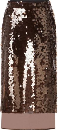 Rich & Royal Falda Larga de Lentejuelas - Skirts - Mujer - Marr&oacute;n - M