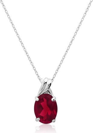 MAX + STONE 14k Yellow or White Gold Gemstone Oval Pendant Necklace with Drop Twist Setting