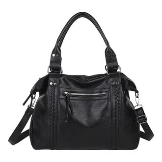 Generic PU Leather Shoulder Bag Women Crossbody Bag Tote Handbag for Work Travel (Black)