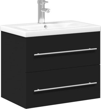 vidaXL Mueble de baño con lavabo integrado negro vidaXL
