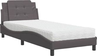 vidaXL Estructura De Cama Sin Colch&oacute;n Zadar Cuero Sint&eacute;tico Gris 90x190 Cm Vidaxl