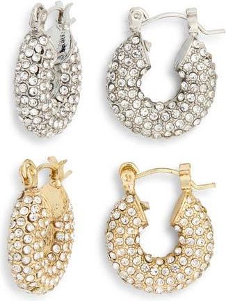 Tasha 2-Pack Stone Donut Hoop Earrings in Gold/silver at Nordstrom Rack