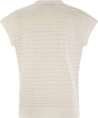 Fabiana Filippi Womens Cotton Crochet Jumper With Sequins - Ivory - Size EU 42 (Womens)