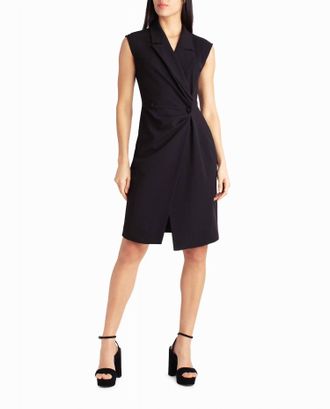 Nicole Miller Vivienne Crepe Sleeveless Coat Dress In Very Black
