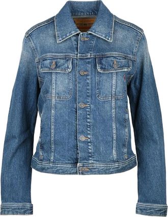 Diesel Denim Kort Jack met Knoopsluiting - Dames - Spijkerjassen - Blauw - XL - Denim - Jassen