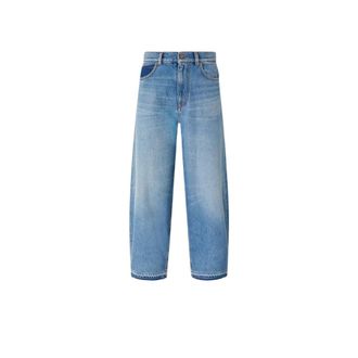 Pinko Cropped Jeans, female, Blue, Size: W27 Five-Pocket Balloon Jeans