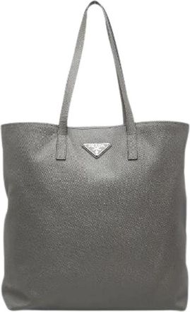Prada Pre-owned Saffiano Cuir Tote Bag - Dames - Vintage Shopper - Grijs - ONE Size - Leer - Vintage