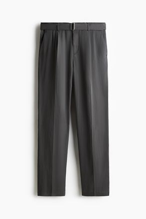 H&M Twillhose mit G&uuml;rtel in Regular Fit - Dunkelgrau