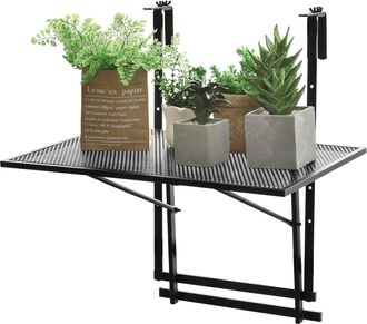 Costway Costway Mesa Colgante De Balc&oacute;n Altura Ajustable Mesa Plegable De Hierro Carga Hasta 20kg Estante Colgante Para Jard&iacute;n Balc&oacute;n