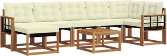 vidaXL Conjunto De Sof&aacute;s De Exterior 8 Uds. Natural Y Crema Vidaxl