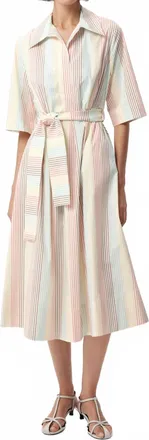 Exquise Keitha Belted Midi Dress In Multi Color
