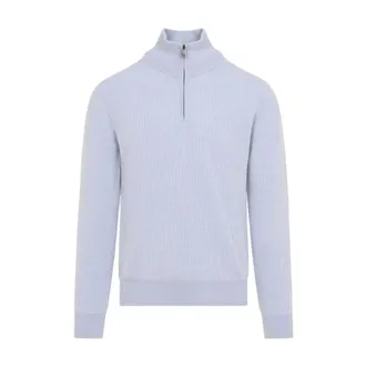 Brioni Truien & Vesten, Heren, Blauw, 2Xl, Wol, Half Zip Up Sweater