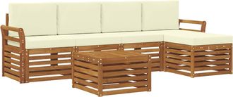 vidaXL Conjunto De Sof&aacute;s De Exterior 6 Uds. Natural Y Crema Vidaxl