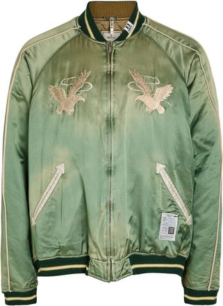Miharayasuhiro Quilted Embroidered Satin Bomber Jacket - Khaki - 52 (IT52 / XL)