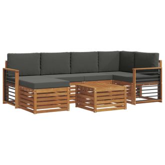vidaXL Conjunto De Sof&aacute; Seccional Con Coj&iacute;n 7 Pcs Natural Y Antracita Vidaxl