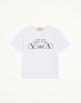 Valentino T-shirt Valentino in jersey di cotone con stampa YOU CAN COME TO MY VILLA Uomo BIANCO/ NERO 3XL