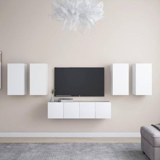 Berkfield Home 6 Piece TV Cabinet Set White Engineered Wood