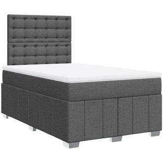 vidaXL Cama Box Spring Con Colch&oacute;n Tela Gris Oscuro 120x200 Cm Vidaxl
