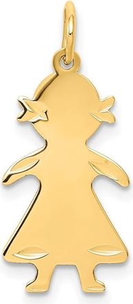 Diamond2Deal 14k Yellow Gold.018 Depth Engravable Girl Charm Pendant