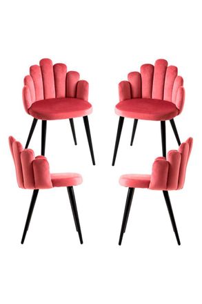 Regalos Miguel Packs Sillas Comedor - Pack 4 Sillas Hand Patas Negras Terciopelo - Rosa