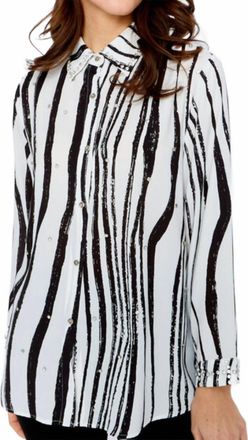 Frank Lyman Design Womens Crystals Blouse In White Black