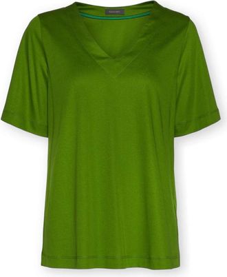 Elena Miro V-hals katoenen T-shirt - Dames - T-shirts - Groen - S - Katoen - Tops
