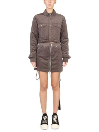 Rick Owens Beige Textured Shirt Collar Jacket