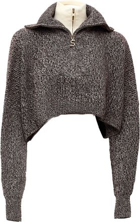 Sportmax Rive Cropped Half-Zip Wool-Blend Sweater