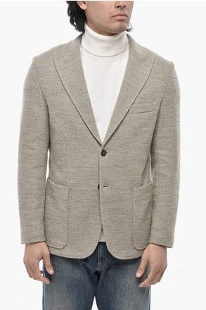 Paolo Pecora Boucl&eacute; Cotton-Blend Unlined Blazer with Patch Pockets size 48